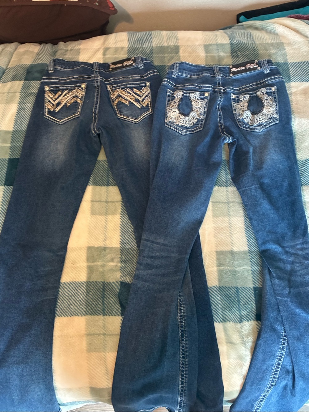 Embellished Dark Blue Boot Cut Women's Jeans